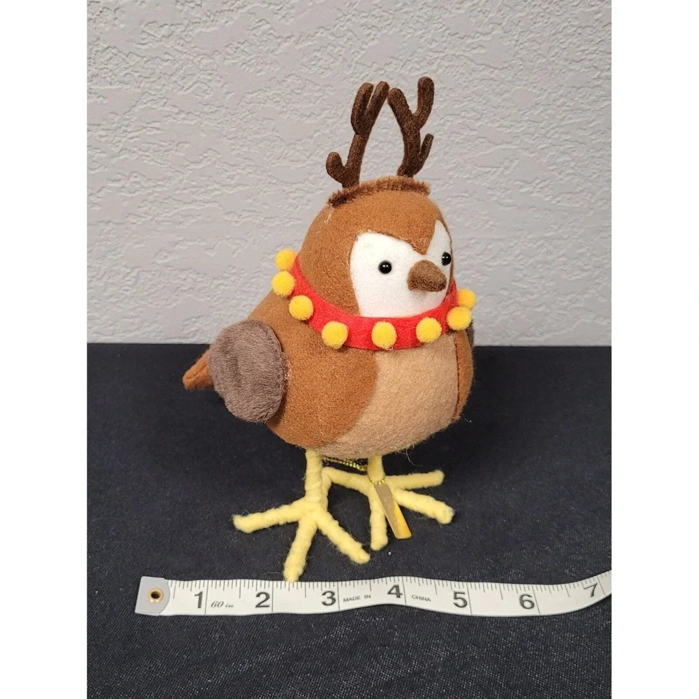 Featherly Friends Bird 2022 Bells Fabric Bird Dressed As Reindeer
